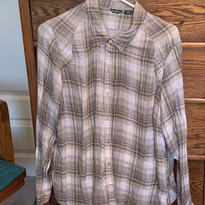 Lightweight, lined Eddie Bauer plaid shirt